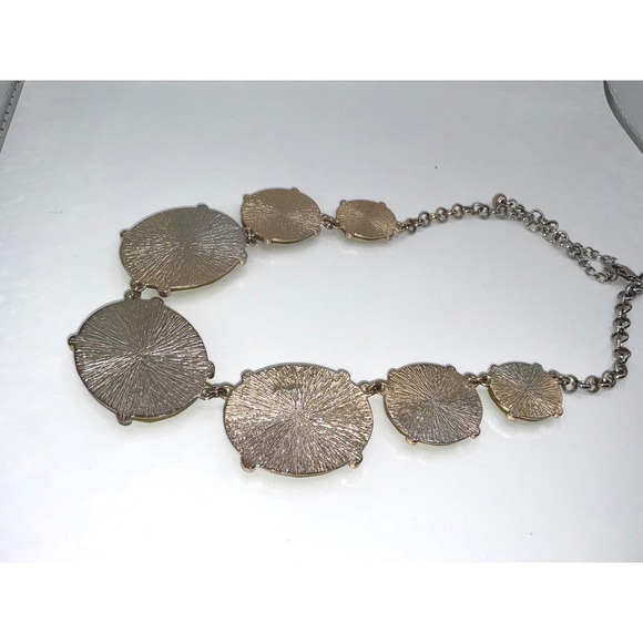 Yellow Faceted Statement Bib Necklace 18" + 3" Ext • Gold Tone • Unsigned - Picture 5 of 5